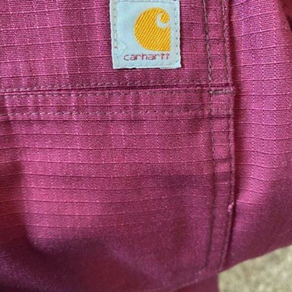 CARHARRT NWT Men's Ripstop Maroon Short Sleeve V Neck Scrub Top Size‎ Small - Picture 4 of 5